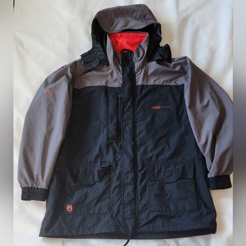 Coleman Max Black and Gray Soft Shell Jacket with Red Accents & Lining Size L